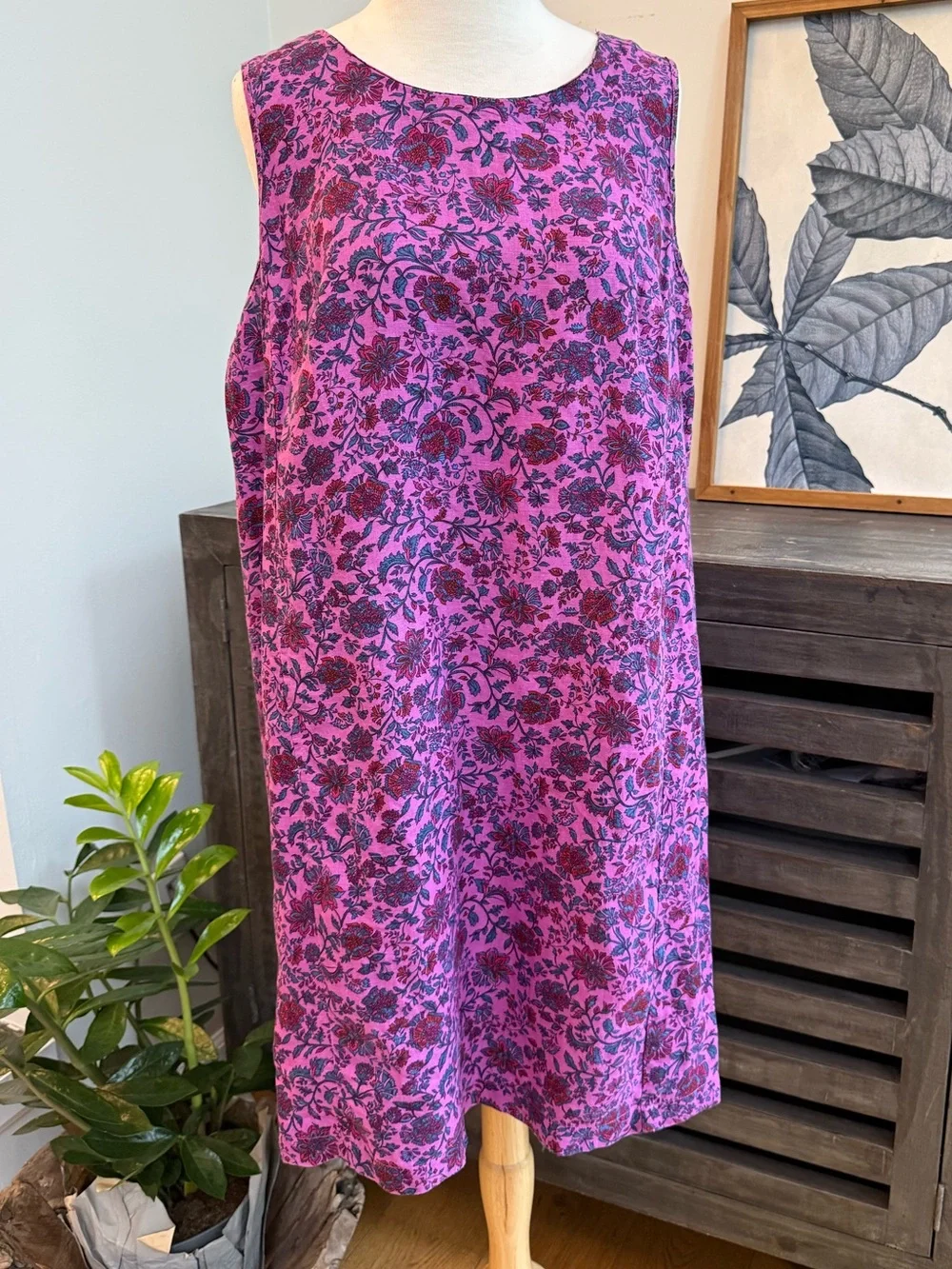 J. Jill Love Linen 100% Linen Floral Shift Dress Medium Petite - Picture 3 of 11